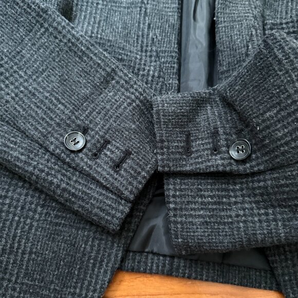 Women Trouve Black Plaid Jacket with Black Accent Collar in Dark Gray Size Small - Picture 9 of 10